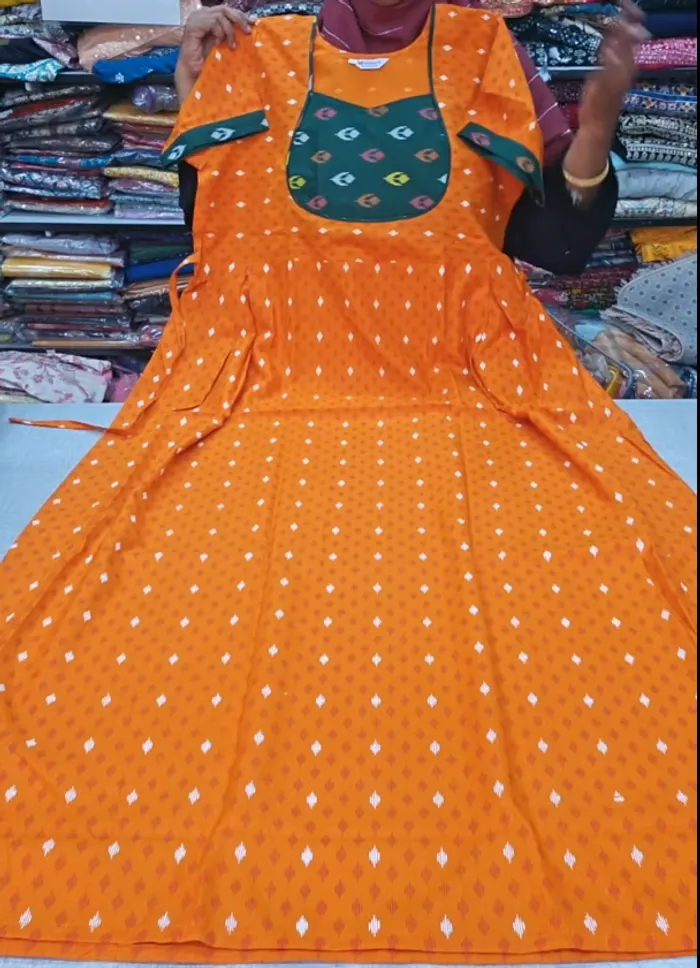 Premium Cotton Frock  Nighty with Adjustable Rope & Side Pocket | NT3368